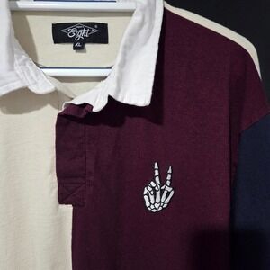 Eighty Eight Rugby Shirt XL Color Block Skeleton‎ Peace Sign Long Sleeve Mens